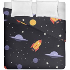 Cosmos Rocket Spaceship Ufo Duvet Cover Double Side (king Size) by Salmanaz77