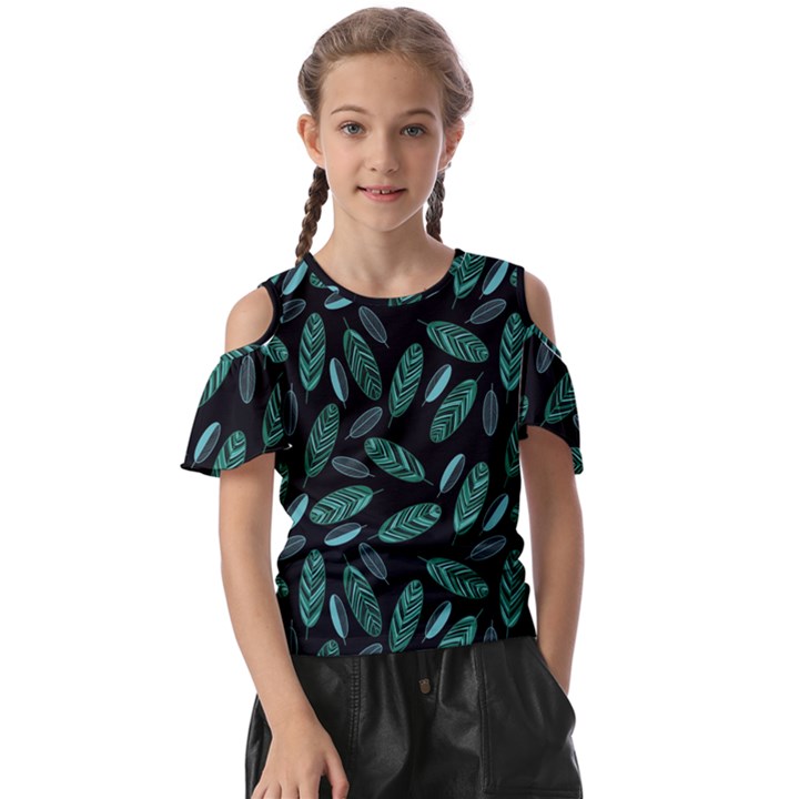 Leaves Pattern Abstract Blade Kids  Butterfly Cutout T-Shirt