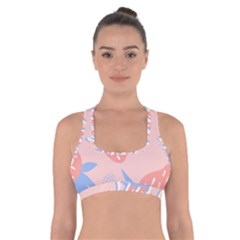 July Summer Strawberry Pink Berry Cross Back Sports Bra by Grandong