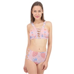 July Summer Strawberry Pink Berry Cage Up Bikini Set by Grandong