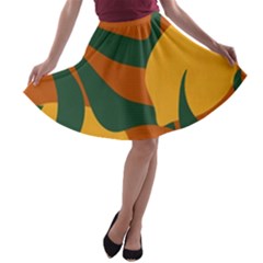 Lemon Citrus Fruit Summer Painting Drawing A-line Skater Skirt by Grandong