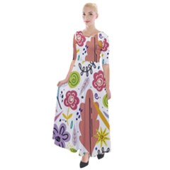 Summer Flowers Spring Background Half Sleeves Maxi Dress by Grandong