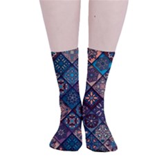 Flower Texture Background Colorful Pattern Smooth Crew Length Tube Socks by Cemarart