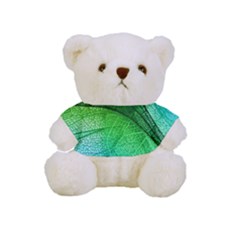 3d Leaves Texture Sheet Blue Green Full Print Cuddly Teddy Bear by Cemarart