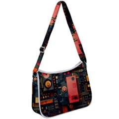 Tech Technology Pattern Zip Up Shoulder Bag by Salmanaz77