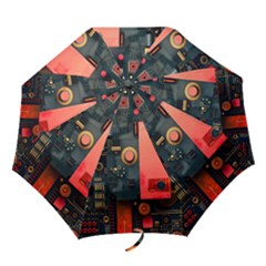 Tech Technology Pattern Folding Umbrellas by Salmanaz77