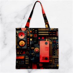 Tech Technology Pattern Zipper Grocery Tote Bag by Salmanaz77