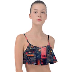 Tech Technology Pattern Frill Bikini Top by Salmanaz77