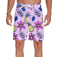 Flowers Petals Pineapples Fruit Men s Beach Shorts by Paksenen