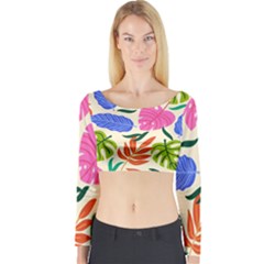 Tropical Sheets Summer Beach Long Sleeve Crop Top by Paksenen