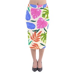 Tropical Sheets Summer Beach Velvet Midi Pencil Skirt by Paksenen