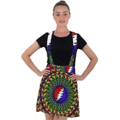 Grateful Dead Bear Pattern Velvet Suspender Skater Skirt by Maspions