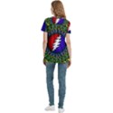 Grateful Dead Bear Pattern Women s Zip Front V-Neck Short Sleeve Casual Top Pocket Shirt View4