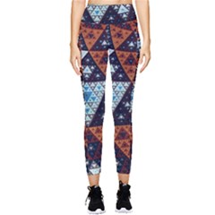 Fractal Triangle Geometric Abstract Pattern Pocket Leggings  by Cemarart