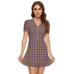 Olimedpurp V-neck High Waist Chiffon Mini Dress by snowwhitegirl