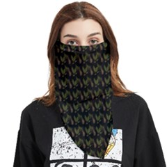 Fern Pattern 2 Black Face Covering Bandana (triangle) by snowwhitegirl