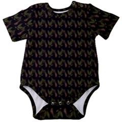 Fern Pattern 2 Black Baby Short Sleeve Bodysuit by snowwhitegirl