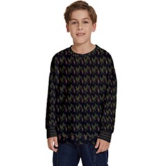 Fern Pattern 2 Black Kids  Crewneck Sweatshirt by snowwhitegirl