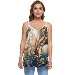 Undersea Dreams Saltwater Ocean Casual Spaghetti Strap Chiffon Top by Apenda