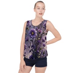 Flower Bloom Blossom Nature Flora Bubble Hem Chiffon Tank Top by Apenda