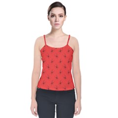 Spiders Pattern Seamless Arachnids Velvet Spaghetti Strap Top by Maspions