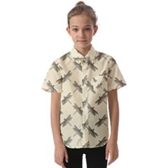 Dragonfy Insect Pattern Kids  Short Sleeve Shirt by Maspions