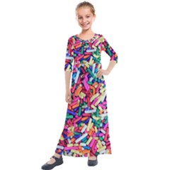 Colorful Candy Texture, Close-up Kids  Quarter Sleeve Maxi Dress by kyorashop23