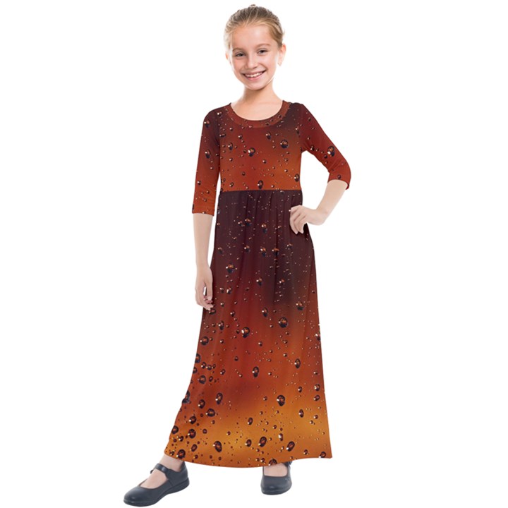 Water Drops, Lui, Amazing Kids  Quarter Sleeve Maxi Dress