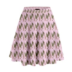 Fern Pattern 2 Pink High Waist Skirt by snowwhitegirl