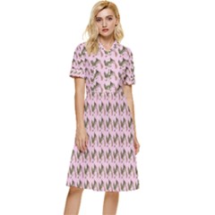 Fern Pattern 2 Pink Button Top Knee Length Dress by snowwhitegirl