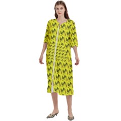 Fern Pattern 2 Yellow Women s Cotton 3/4 Sleeve Nightgown by snowwhitegirl