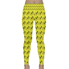 Fern Pattern 2 Yellow Lightweight Velour Classic Yoga Leggings by snowwhitegirl