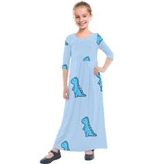 Dinosaur , Cute, Pastel, Kids  Quarter Sleeve Maxi Dress by kyorashop23