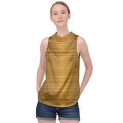 Gold, Desenho, Golden, Metal, Shiny, High Neck Satin Top by kyorashop23