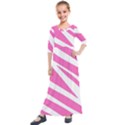 White Pink Stripes, Pattern Kids  Quarter Sleeve Maxi Dress View1