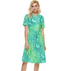 Retro Flower Pattern Design Batik Button Top Knee Length Dress by Posterlux