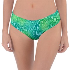 Retro Flower Pattern Design Batik Reversible Classic Bikini Bottoms by Posterlux