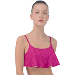 Pink Abstract Crimson Triangle Frill Bikini Top by Posterlux