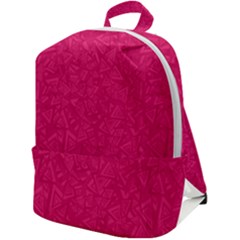 Pink Abstract Crimson Triangle Zip Up Backpack by Posterlux