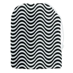 Black White Wave Pattern Wavy Water Seamless Drawstring Pouch (3xl) by Posterlux