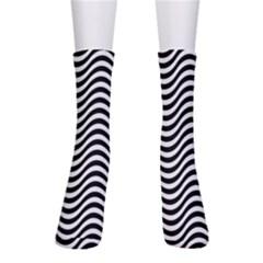 Black White Wave Pattern Wavy Water Seamless Crew Socks by Posterlux