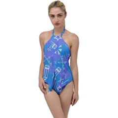 Background Abstract Texture Pattern Go With The Flow One Piece Swimsuit by Posterlux