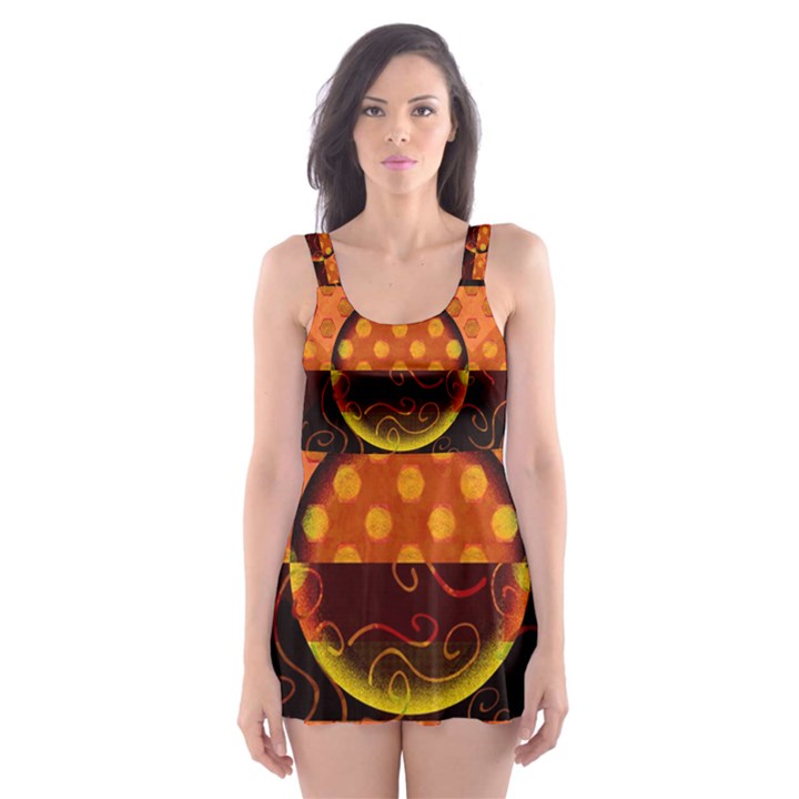 Art Pattern Design Wallpaper Skater Dress Swimsuit