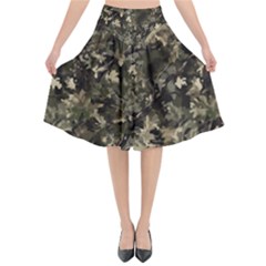 Camouflage Army Survival Uniform Flared Midi Skirt by Posterlux