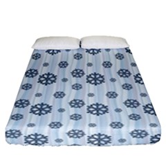 Snowflakes Winter Christmas Fitted Sheet (queen Size) by anzea