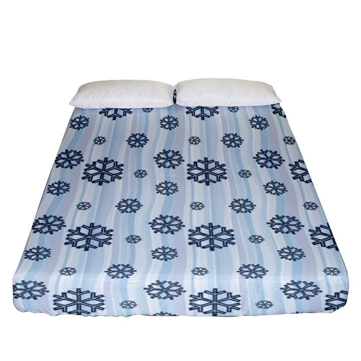 Snowflakes Winter Christmas Fitted Sheet (Queen Size)