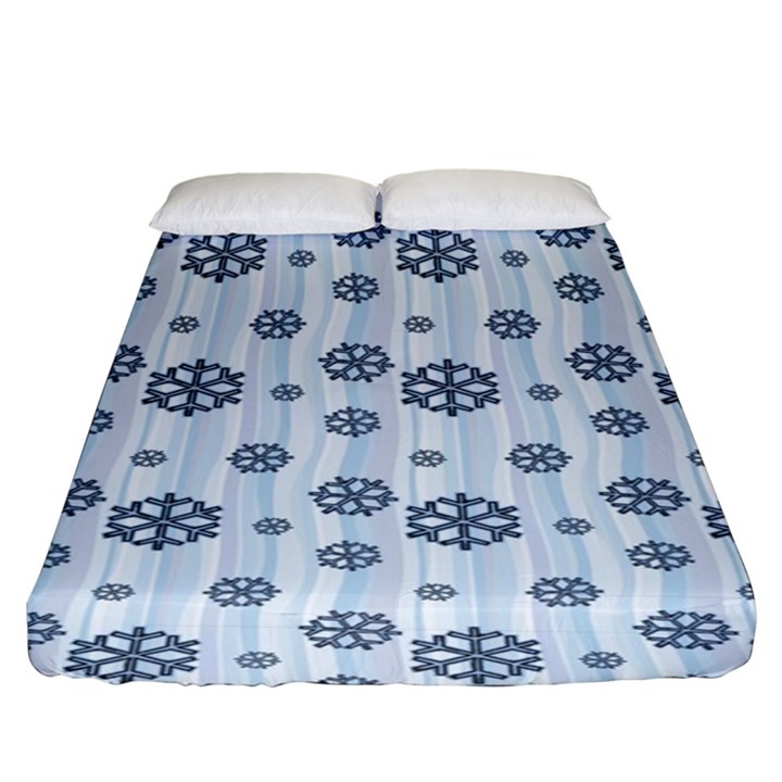 Snowflakes Winter Christmas Fitted Sheet (King Size)