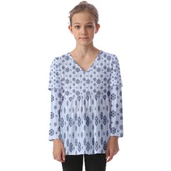 Snowflakes Winter Christmas Kids  V Neck Casual Top by anzea