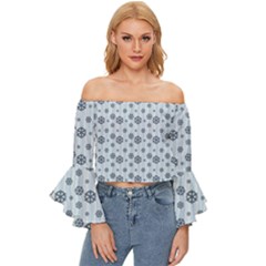 Snowflakes Winter Christmas Off Shoulder Flutter Bell Sleeve Top by anzea