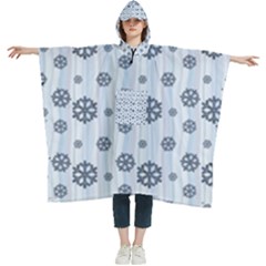 Snowflakes Winter Christmas Women s Hooded Rain Ponchos by anzea